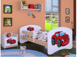 Detská posteľ bez šuplíku 180x90cm RED CAR - svetlá hruška