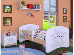 Detská posteľ bez šuplíku 180x90cm zajačikovia - svetlá hruška