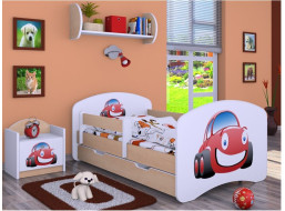 Detská posteľ so zásuvkou 160x80cm AUTÍČKO - svetlá hruška