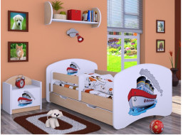 Detská posteľ so zásuvkou 180x90cm lodičkou - svetlá hruška