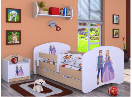 Detská posteľ so zásuvkou 180x90cm PRINC A PRINCEZNA - svetlá hruška