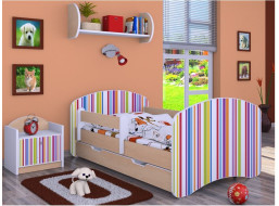 Detská posteľ so zásuvkou 160x80cm PRÚŽKY - svetlá hruška