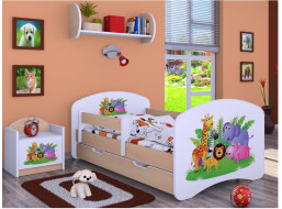 Detská posteľ so zásuvkou 160x80cm MADAGASKAR - svetlá hruška