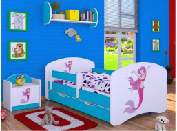 Detská posteľ so zásuvkou 180x90cm málo Mermaid - modrá
