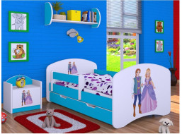 Detská posteľ so zásuvkou 180x90cm PRINC A PRINCEZNA - modrá