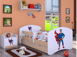 Detská posteľ so zásuvkou 180x90cm SUPERMAN - svetlá hruška