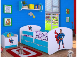 Detská posteľ so zásuvkou 180x90cm SUPERMAN - modrá
