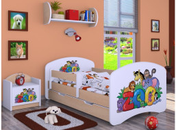 Detská posteľ so zásuvkou 180x90cm ZOO - svetlá hruška