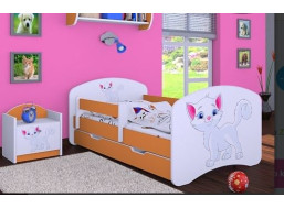 Detská posteľ so zásuvkou 180x90cm MAČIČKA - oranžová