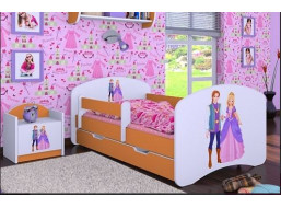 Detská posteľ so zásuvkou 180x90cm PRINC A PRINCEZNA - oranžová