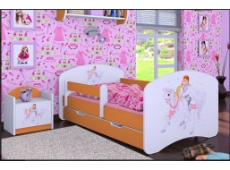 Detská posteľ so zásuvkou 180x90cm PRINC NA BIELOM KONI - oranžová