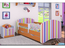 Detská posteľ so zásuvkou 180x90cm PRÚŽKY - oranžová