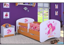 Detská posteľ so zásuvkou 180x90cm VÍLA A MOTÝLCI - oranžová