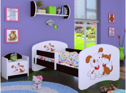 Detská posteľ bez šuplíku 180x90cm PSÍČEK A MAČIČKA - gaštan wenge