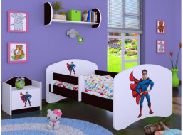 Detská posteľ bez šuplíku 160x80cm SUPERMAN - gaštan wenge