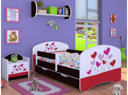 Detská posteľ so zásuvkou 160x80cm LOVE - gaštan wenge