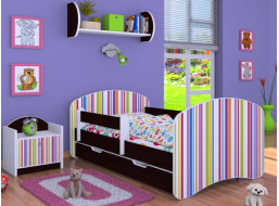 Detská posteľ so zásuvkou 180x90cm PRÚŽKY - gaštan wenge