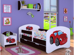 Detská posteľ so zásuvkou 180x90cm RED CAR - gaštan wenge