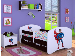 Detská posteľ so zásuvkou 160x80cm SUPERMAN - gaštan wenge