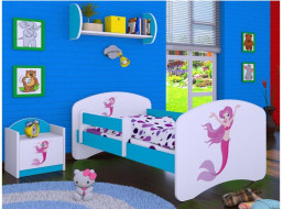 Detská posteľ bez šuplíku 180x90cm málo Mermaid - modrá