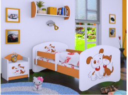 Detská posteľ bez šuplíku 180x90cm PSÍČEK A MAČIČKA - oranžová