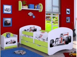 Detská posteľ so zásuvkou 160x80cm FORMULA F1 - zelená