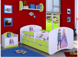 Detská posteľ so zásuvkou 160x80cm PRINC A PRINCEZNA - zelená