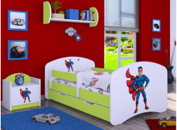 Detská posteľ so zásuvkou 180x90cm SUPERMAN - zelená