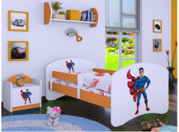 Detská posteľ bez šuplíku 180x90cm SUPERMAN - oranžová