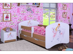 Detská posteľ so zásuvkou 160x80cm PRINC NA BIELOM KONI - buk