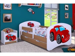 Detská posteľ so zásuvkou 160x80cm RED CAR - buk