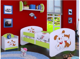 Detská posteľ bez šuplíku 180x90cm PSÍČEK A MAČIČKA - zelená