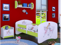 Detská posteľ bez šuplíku 180x90cm PRINC NA BIELOM KONI - zelená