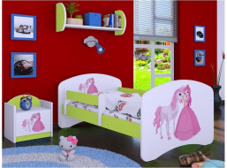 Detská posteľ bez šuplíku 180x90cm PRINCEZNA A KONÍK - zelená