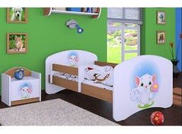 Detská posteľ bez šuplíku 180x90cm MAČIČKA s kytičkou - buk