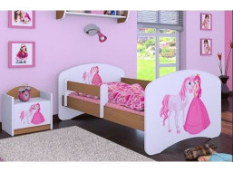 Detská posteľ bez šuplíku 180x90cm PRINCEZNA A KONÍK - buk