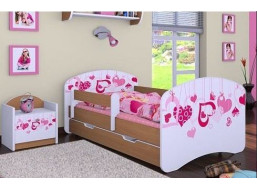 Detská posteľ so zásuvkou 160x80cm FALL IN LOVE - buk