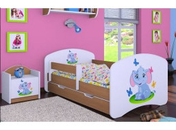 Detská posteľ so zásuvkou 160x80cm SLON A MOTÝLCI - buk