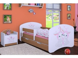 Detská posteľ so zásuvkou 180x90cm zajačikovia - buk