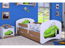 Detská posteľ so zásuvkou 160x80cm ZELENÉ AUTO - buk