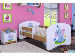 Detská posteľ bez šuplíku 160x80cm SLON A MOTÝLCI - buk