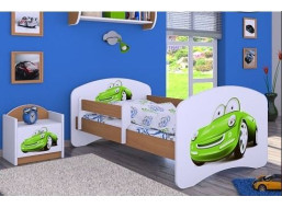 Detská posteľ bez šuplíku 180x90cm ZELENÉ AUTO - buk