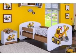 Detská posteľ bez šuplíku 180x90cm ŽLTÝ BAGR - buk
