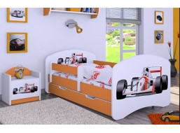 Detská posteľ so zásuvkou 160x80cm FORMULA F1 - oranžová