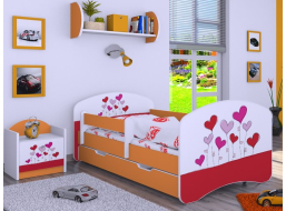 Detská posteľ so zásuvkou 160x80cm LOVE - oranžová