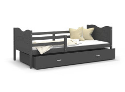Detská posteľ so zásuvkou MAX S - 160x80 cm - šedá - vláčik