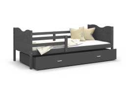 Detská posteľ so zásuvkou MAX S - 190x80 cm - šedá - vláčik