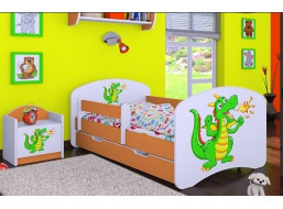 Detská posteľ so zásuvkou 180x90cm ZELENÝ DRAK - oranžová