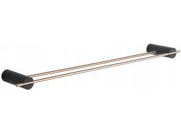 Kúpeľňová polica na uteráky MEXEN ARON s 2 priečkami - čierna / rose gold, 7088125-67