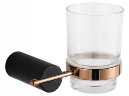 Závesný držiak kefiek MEXEN ARON - kov/sklo - čierny/rose gold, 7088138-67